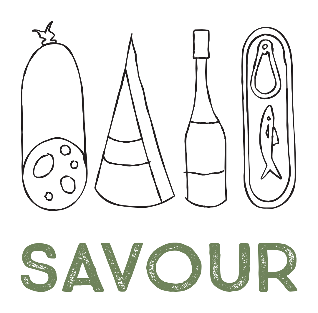 Savour Foods logo with food icons